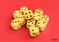 Opaque Yellow/black 16mm d6 Dice Block (12 dice)